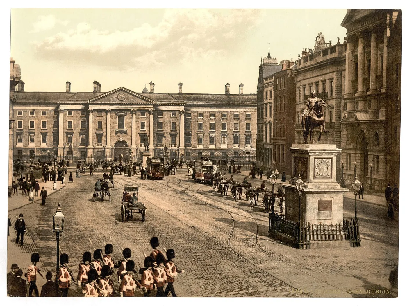 College Green and Trinity College Dublin, Photochrom c. 1890-1900