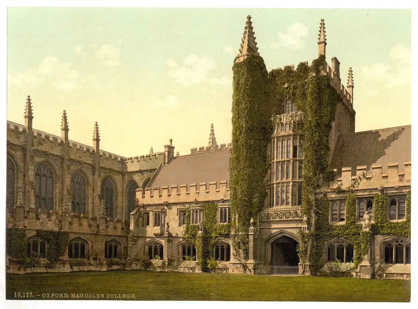 Magdalen College, Founder's Tower and Cloisters, Photochrom c. 1890-1900