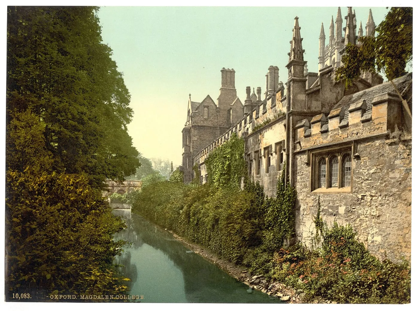Magdalen College from the river, Oxford, Photochrom c. 1890-1900