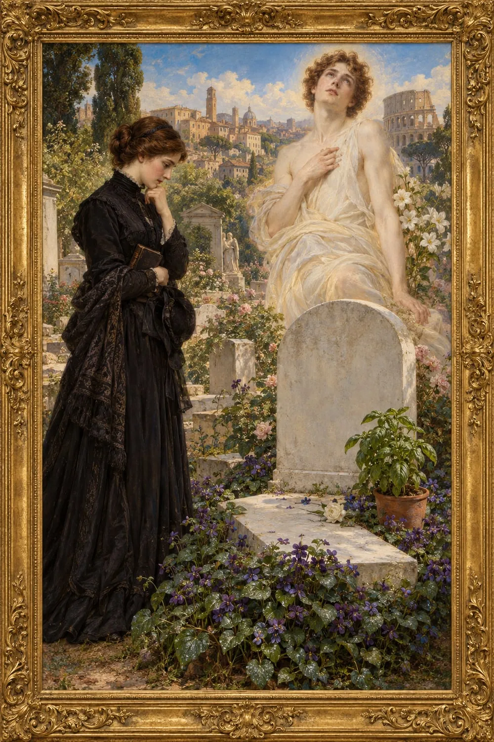 Painted cover for The Grave of Keats