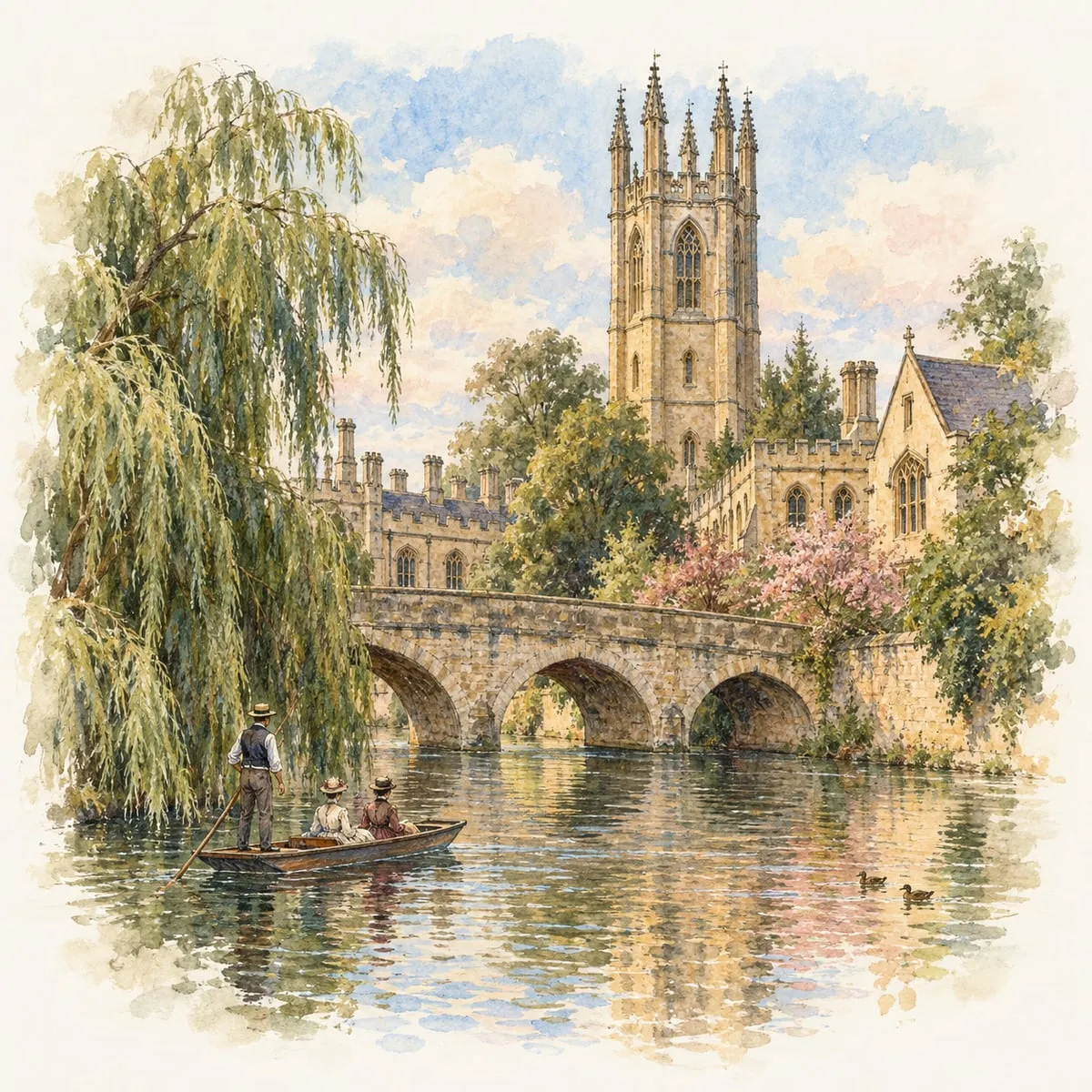 Magdalen Tower and the River Cherwell, Oxford