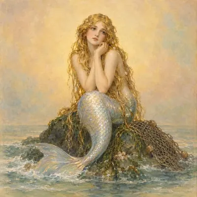 Painted portrait of The little Mermaid