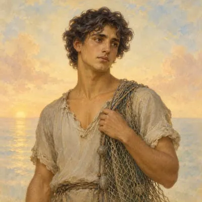 Painted portrait of The young Fisherman