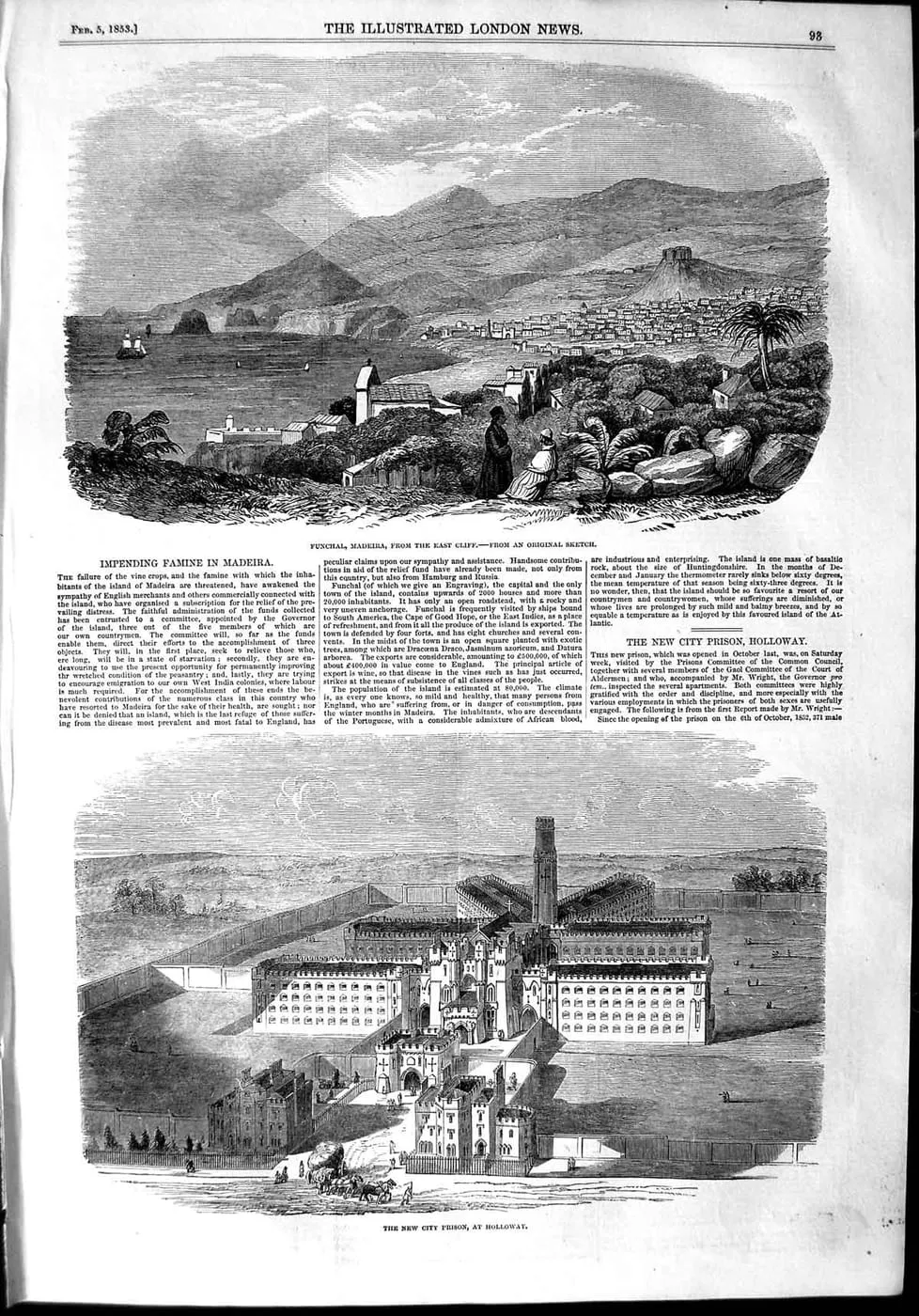 The New City Prison, Holloway (Illustrated London News, 5 Feb 1853)