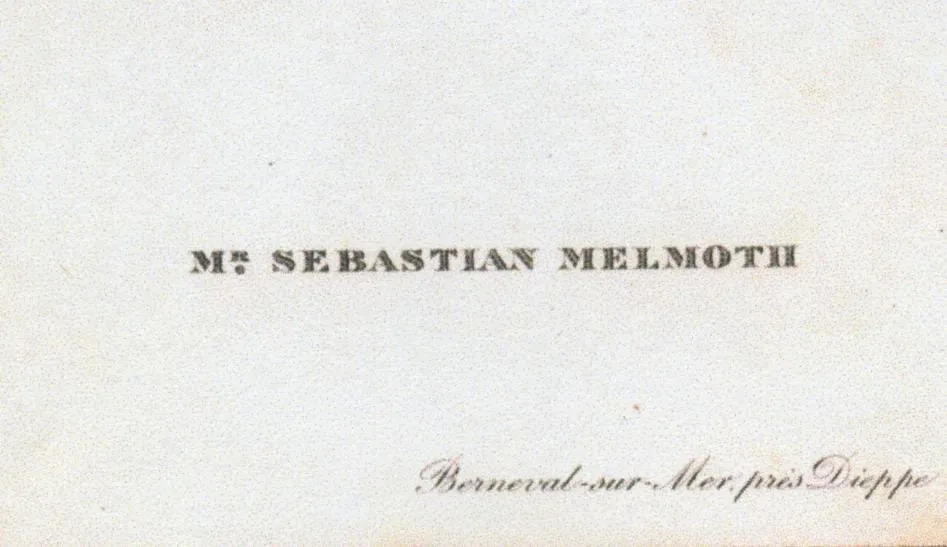 Wilde's visiting card as 'Sebastian Melmoth' (c. 1897)